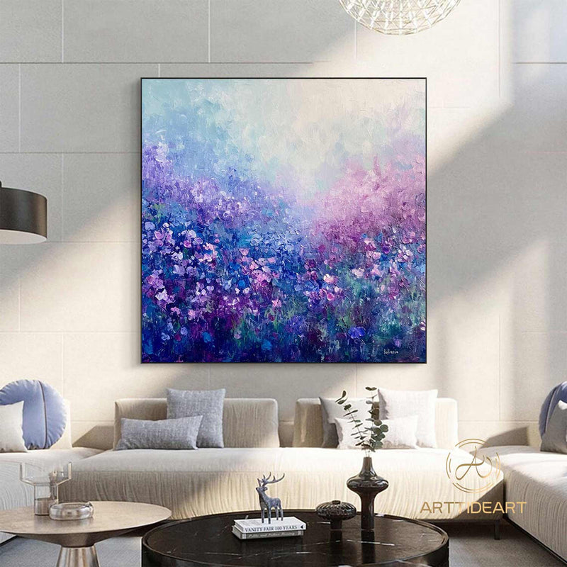 Original Oil Painting On Canvas, Abstract Modern Colorful Flower Painting, Large Wall Art, Boho Wall Décor, Home Decor, Bedroom Wall Decor