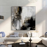 Minimalist Abstract Painting Large Abstract Art Black And White Black Canvas Art Original Abstract Painting White paintingTexture Canvas Art