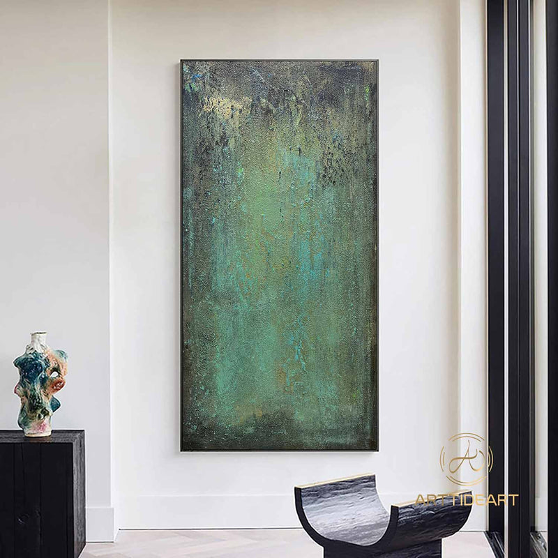 Green minimalism painting green wall art green canvas painting green abstract art green canvas wall art Large green abstract painting