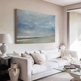 Large Sky & Sea Canvas Painting,Original Light Blue Sky Painting,Large Wall Sky Painting,Sky Abstract Painting,Ocean Landscape Painting