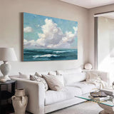 Large Abstract Clouds Oil Painting on Canvas, Original Landscape Canvas Wall Art, Modern Hand-painted Sky and Clouds Painting, Bedroom Decor