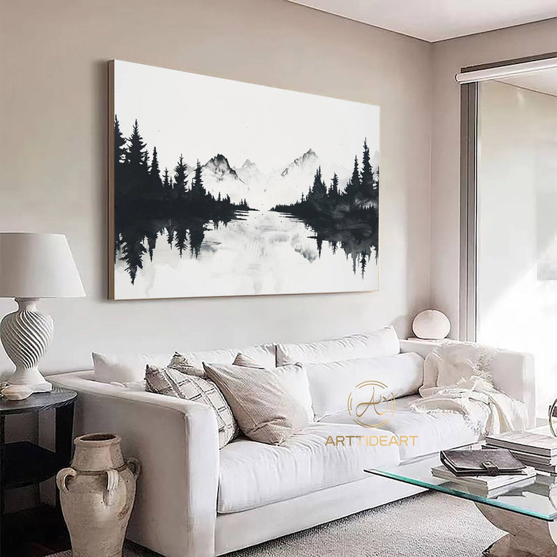 Large Abstract Forest Oil Painting On Canvas Black Tree wall Art Original Nature Landscape Painting Custom Painting Modern Living Room Decor