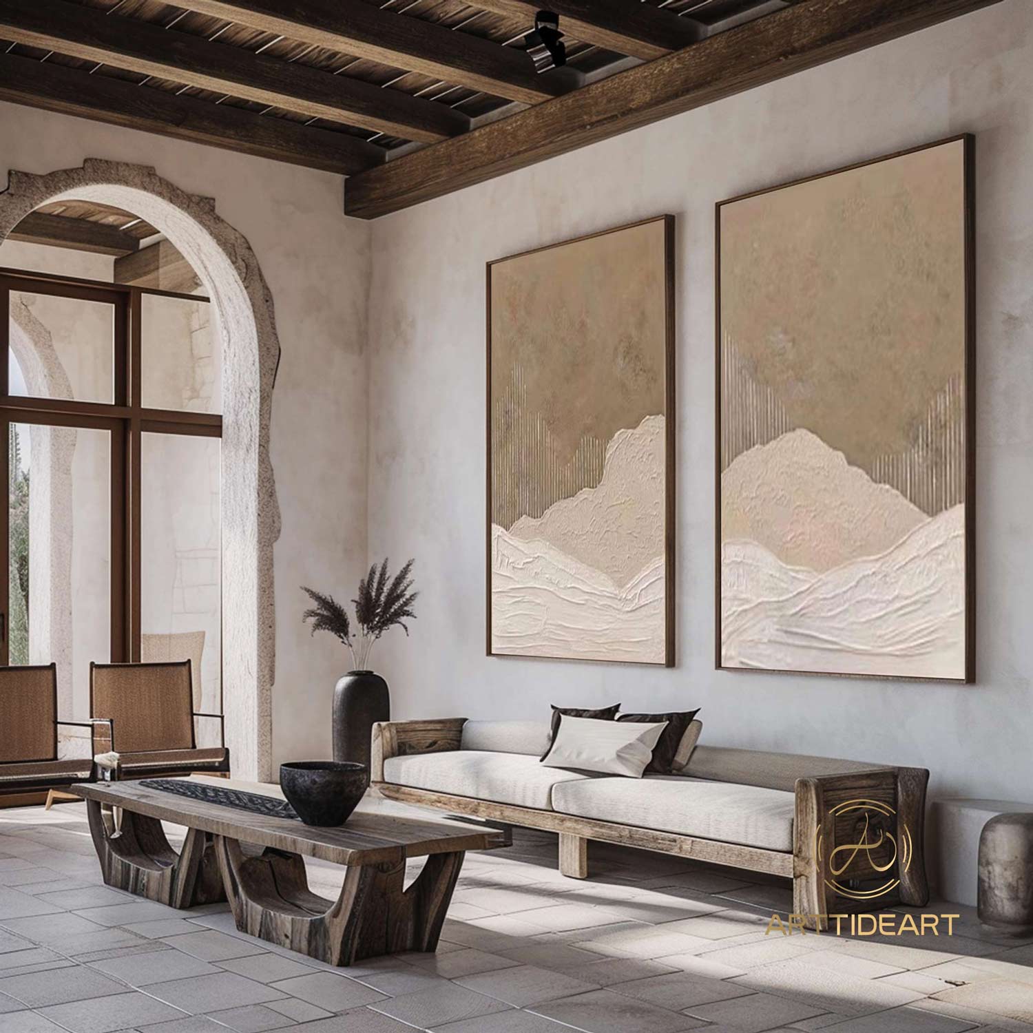 Set of 2 Wabi Sabi Wall Art brown wall art a pair brown painting plaster wall painting 3d texture wall art wabi sabi wall painting 2 piece