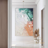 Large orange wall painting white wall art green painting beige painting blush painting 3D textured abstract art colorful painting