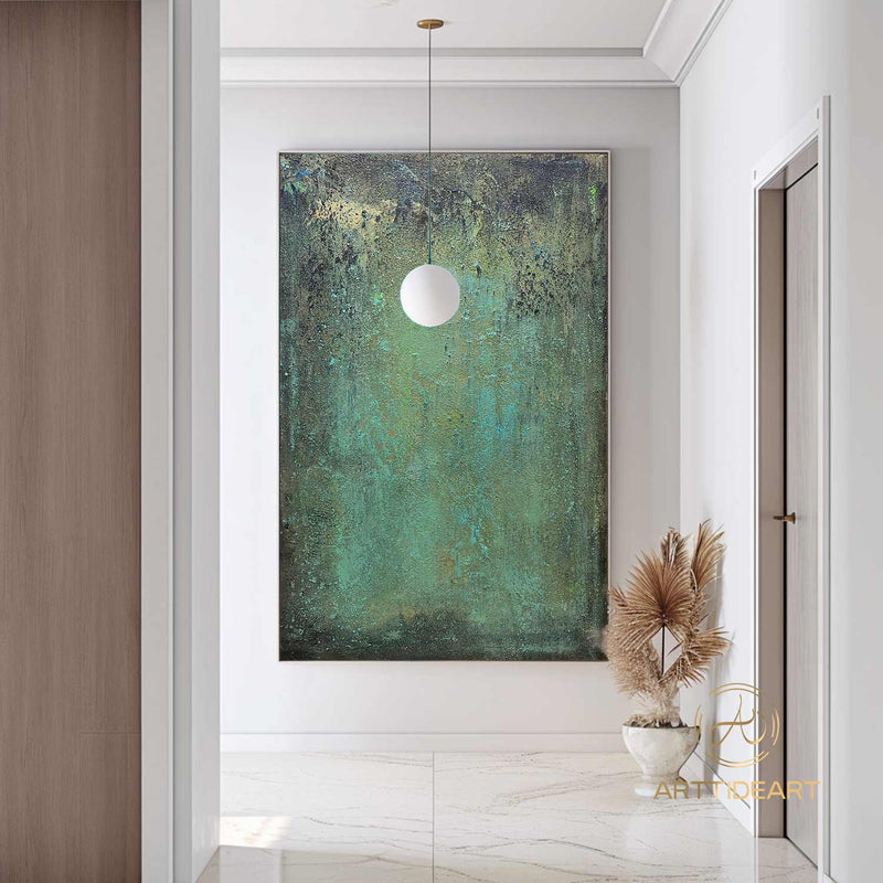 Green minimalism painting green wall art green canvas painting green abstract art green canvas wall art Large green abstract painting