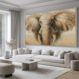 Elephant Original Painting Texture on Canvas, Wabi Sabi Framed Wall Art, POP Art Livingroom Bedroom Decor, Animal Elephant Art Gift For Her