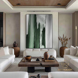 Large Green Abstract Painting Green And Grey Abstract Canvas Art Acrylic Minimalist Abstract Painting Oversized Modern Abstract Painting