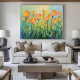 Original Oil Painting On Canvas, Abstract Modern Colorful Flower Painting, Large Wall Art, Boho Wall Décor, Home Decor, Bedroom Wall Decor