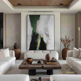 Large Original Abstract Painting Grey Green Gold Leaf Painting Minimalist Abstract Painting Extra Large Wall Canvas Painting For Living Room