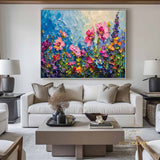 Original Colorful Flower Oil Painting On Canvas, Abstract Blossom Painting, Blooming Floral Painting, Large Wall Art, Living Room Wall Decor