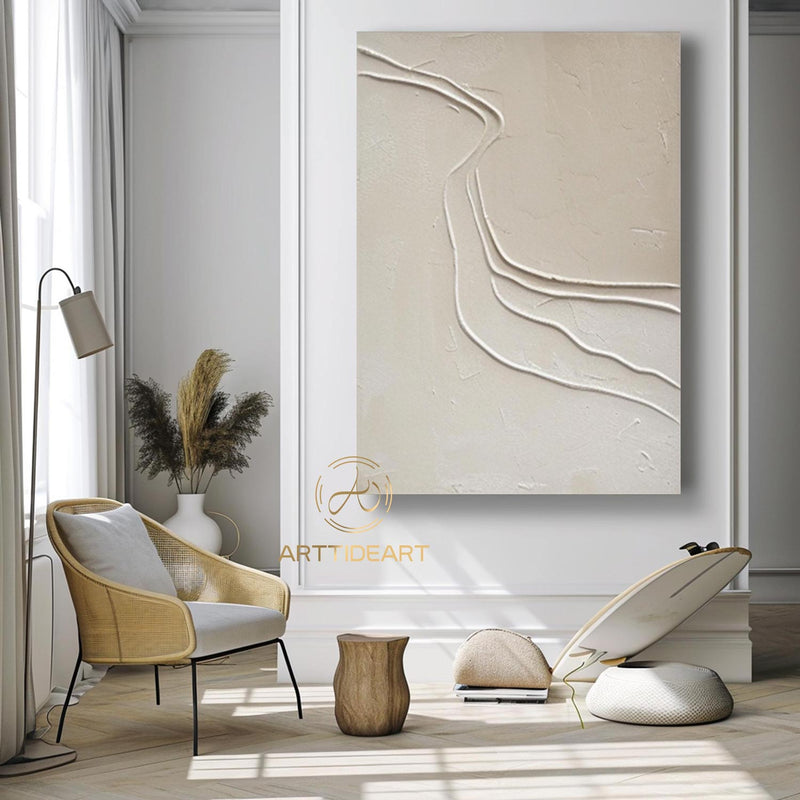 Beige Abstract Wall Art Wabi-Sabi Wall Art Neutral Beige Texture Painting Large Beige Abstract Painting on Canvas Beige Texture Wall Art