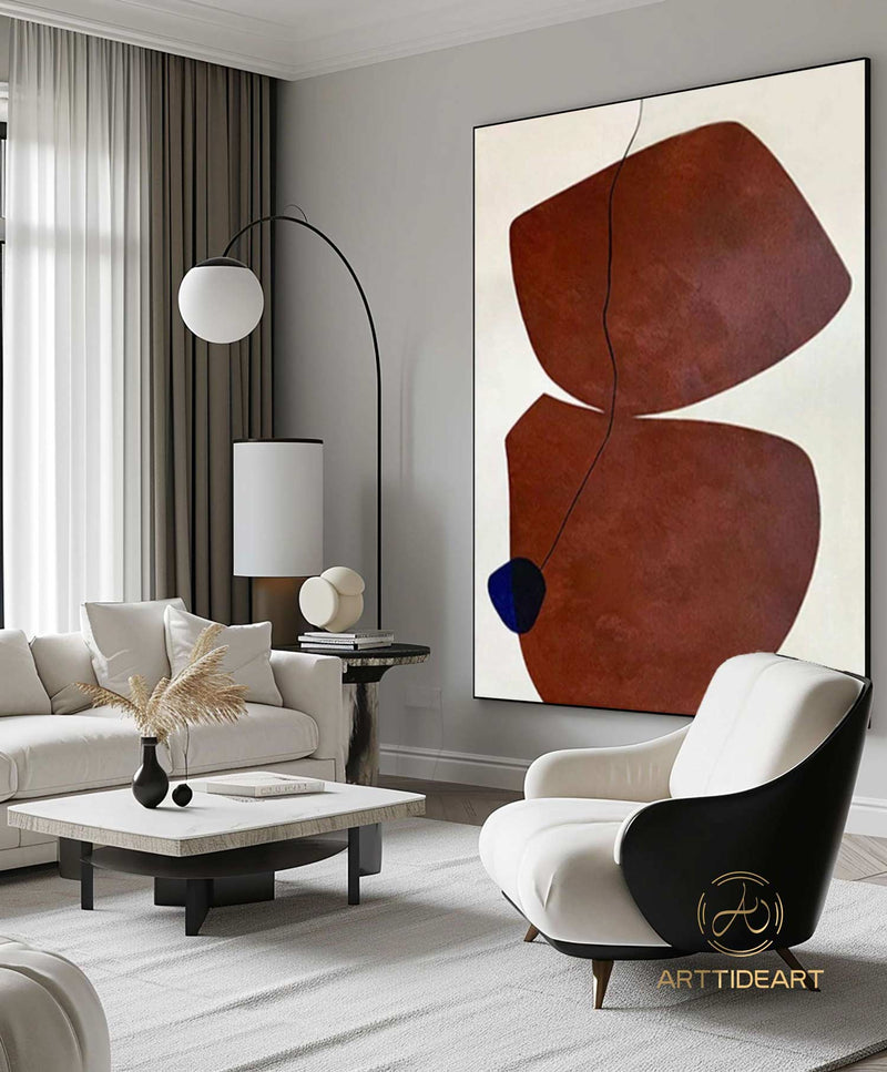 Reddish Brown Wabi-Sabi Painting Dark Reddish Brown Abstract Art Medieval Reddish Brown Oil Painting Minimalist Wall Decor Canvas Wall Art