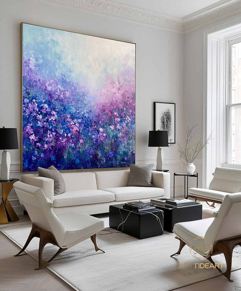 Original Oil Painting On Canvas, Abstract Modern Colorful Flower Painting, Large Wall Art, Boho Wall Décor, Home Decor, Bedroom Wall Decor