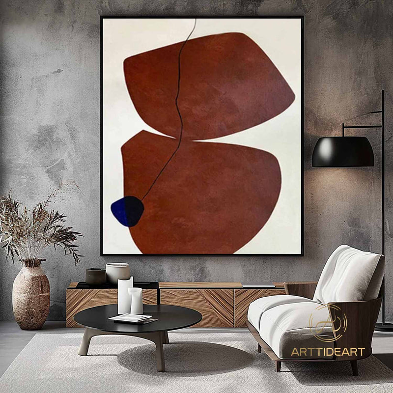 Reddish Brown Wabi-Sabi Painting Dark Reddish Brown Abstract Art Medieval Reddish Brown Oil Painting Minimalist Wall Decor Canvas Wall Art