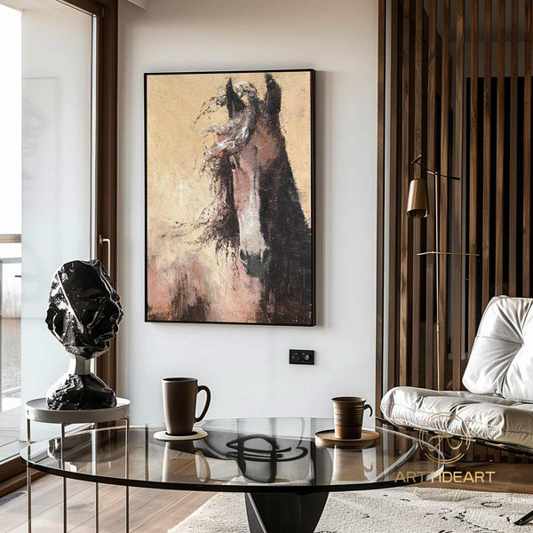 Large Original Horse Painting,Custom Horse Painting,Brown Horse Painting,Original Horse Painting,Abstract Office Decor,Horse Portrait Art