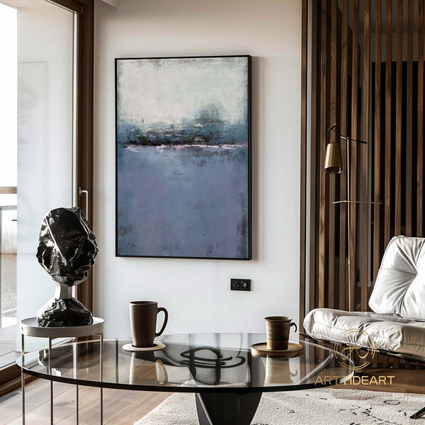 Original Navy Blue Painting Grey Canvas Painting On Canvas Texture Art Abstract Acrylic Art Extra Large Painting on Canvas Modern Art