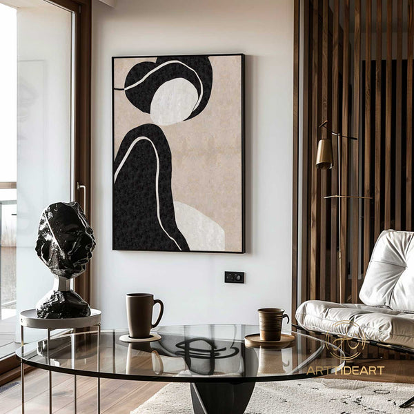 large Original Abstract Canvas Oil Painting Contemporary Art Beige White Painting Minimalist Abstract Painting On Living Room Art Decor Wall