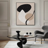 Beige Minimalist Painting Beige and Black Painting Beige abstract Painting Living Room Decor Textured Painting black and white abstract art