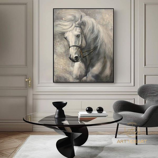 Running Horse Painting Horse Abstract painting Horse Oil Painting Horse Wall Art Brown Horse Artwork for Living Room Animal Painting