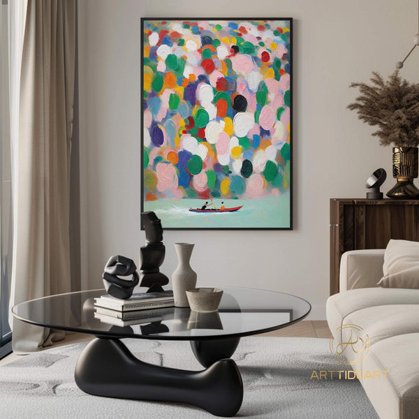 Colorful texture wall art sea wave painting colorful wall art green yellow blue abstract wall art Henri Matisse style impressionist painting