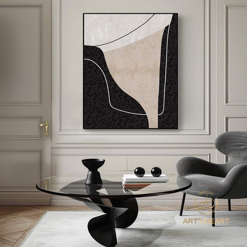 Large abstract beige painting white abstract painting minimalism painting on canvas minimalist painting Holiday gifts minimal wall art