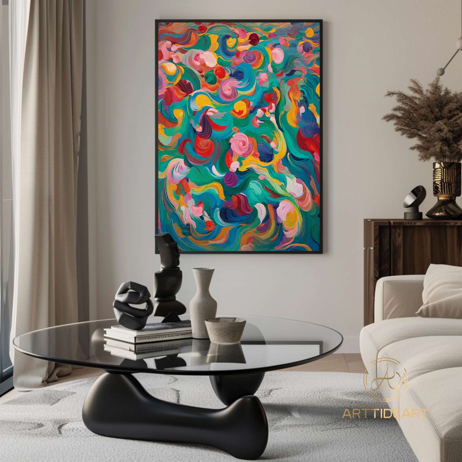 Colorful texture wall art colorful painting colorful wall art green yellow blue abstract wall art Henri Matisse style impressionist painting