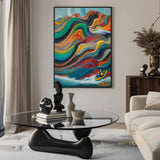 Colorful texture wall art sea wave painting colorful wall art green yellow blue abstract wall art Henri Matisse style impressionist painting