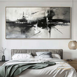 Large original abstract painting minimalist abstract painting black and white painting black white wall art black white wall canvas painting