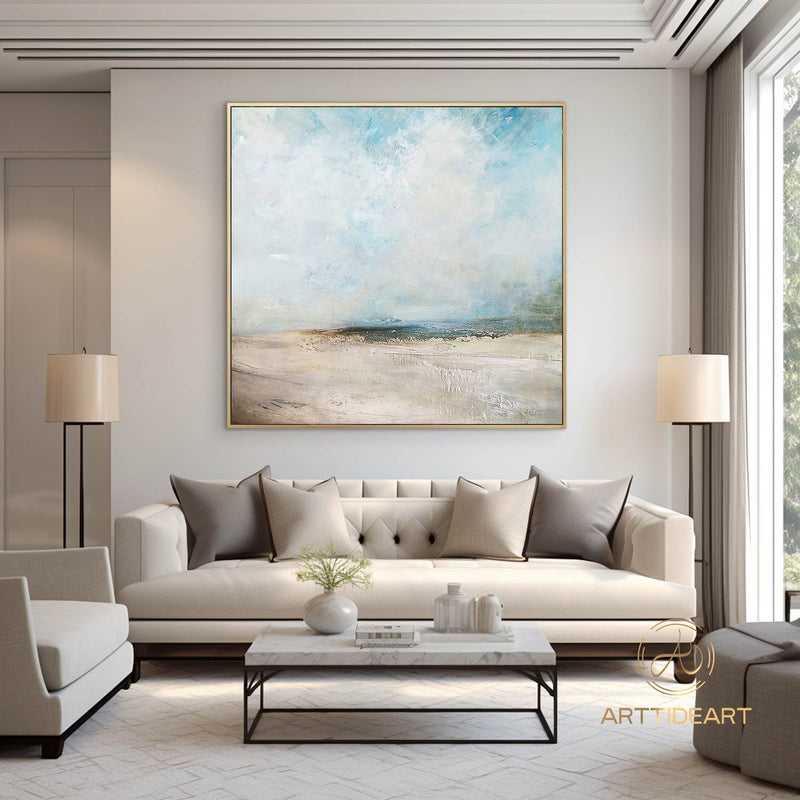 Original Beach Abstract Painting Large Sky And Sea Painting Large Ocean Canvas Painting Cloud Painting Painting For Living Room Seascape Art