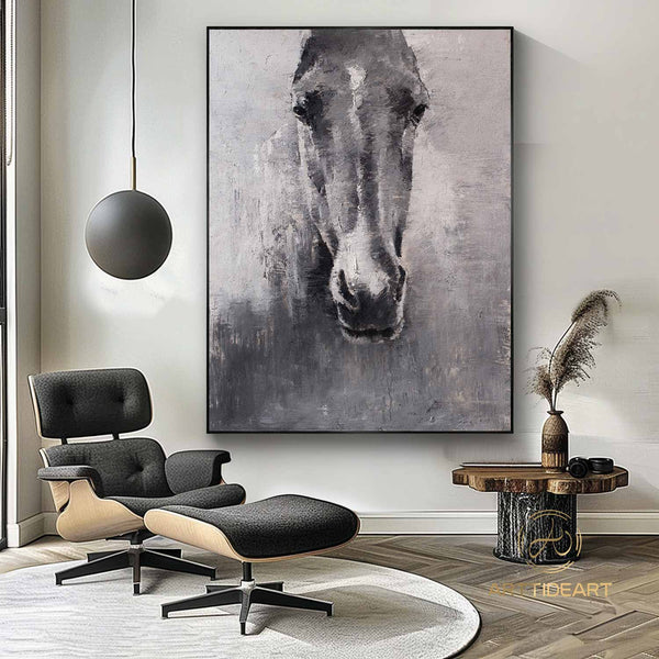 White Stallion Horse Painting,Horse Painting,Equine Wall Decor,Equine Wall Art,Large original Equine Art painting,Painting For Living Room