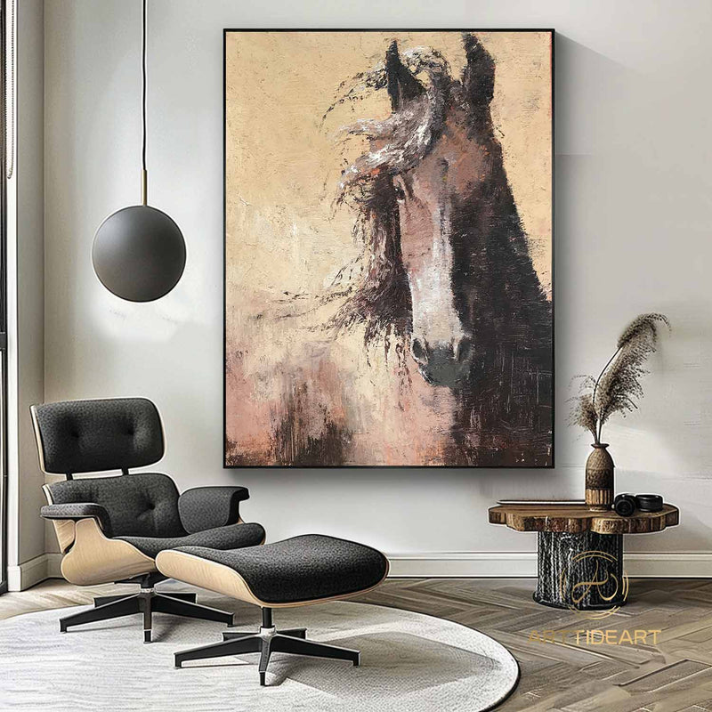 Large Original Horse Painting,Custom Horse Painting,Brown Horse Painting,Original Horse Painting,Abstract Office Decor,Horse Portrait Art