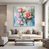 Original Roses Oil Painting On Canvas, Abstract Pink Flowers Painting, Large Wall Art, Custom Painting, Living room Wall Decor, Home Decor