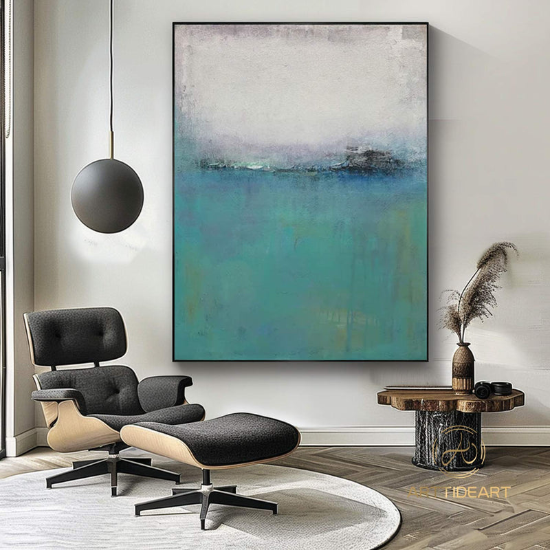 Original Abstract Painting Minimalist Abstract Painting Large Abstract Painting Blue Painting Green Painting Large Wall Canvas Painting