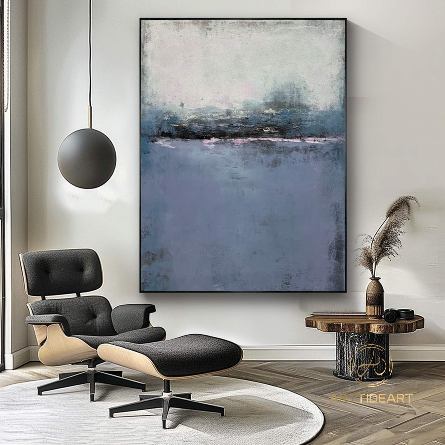 Original Navy Blue Painting Grey Canvas Painting On Canvas Texture Art Abstract Acrylic Art Extra Large Painting on Canvas Modern Art