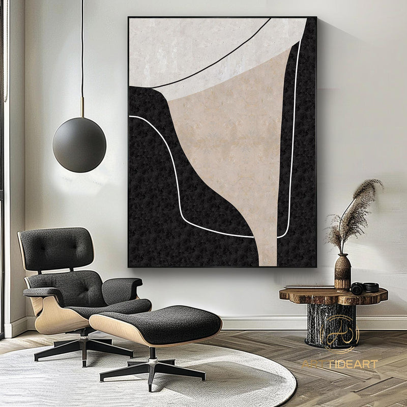 Large abstract beige painting white abstract painting minimalism painting on canvas minimalist painting Holiday gifts minimal wall art