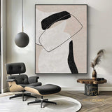 Large Milimalist Abstract Painting,Black White Beige Minimalist Painting On Canvas,Textured Painting Abstract Art, Modern Living Room Decor