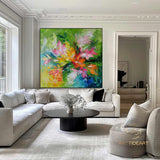 Original flower oil painting large flower painting colorful wall art Palette knife painting Oil paintings of blooming flowers Gifts for her