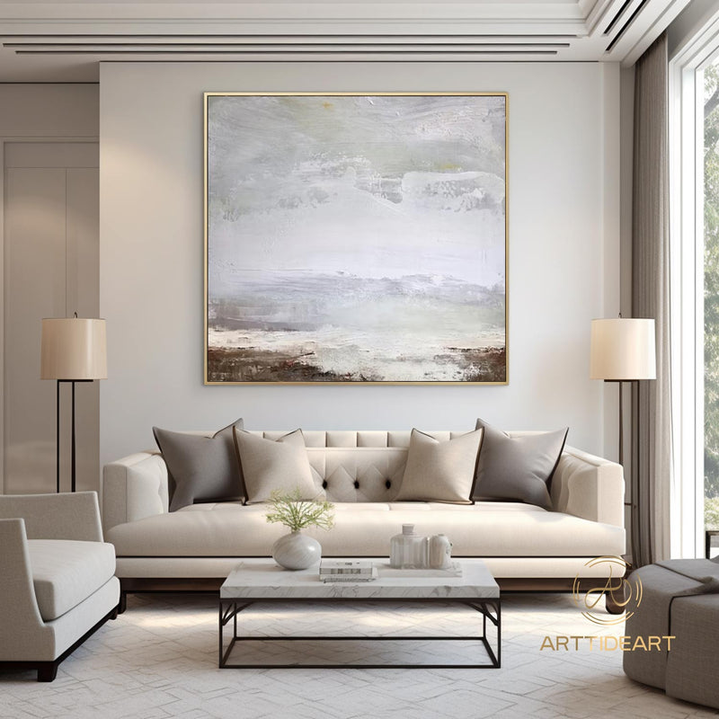 Large Beige Abstract Landscape Painting,Bright Brown Painting Original Abstract Coastal Landscape Beach Landscape Wall Art Sky Art Painting