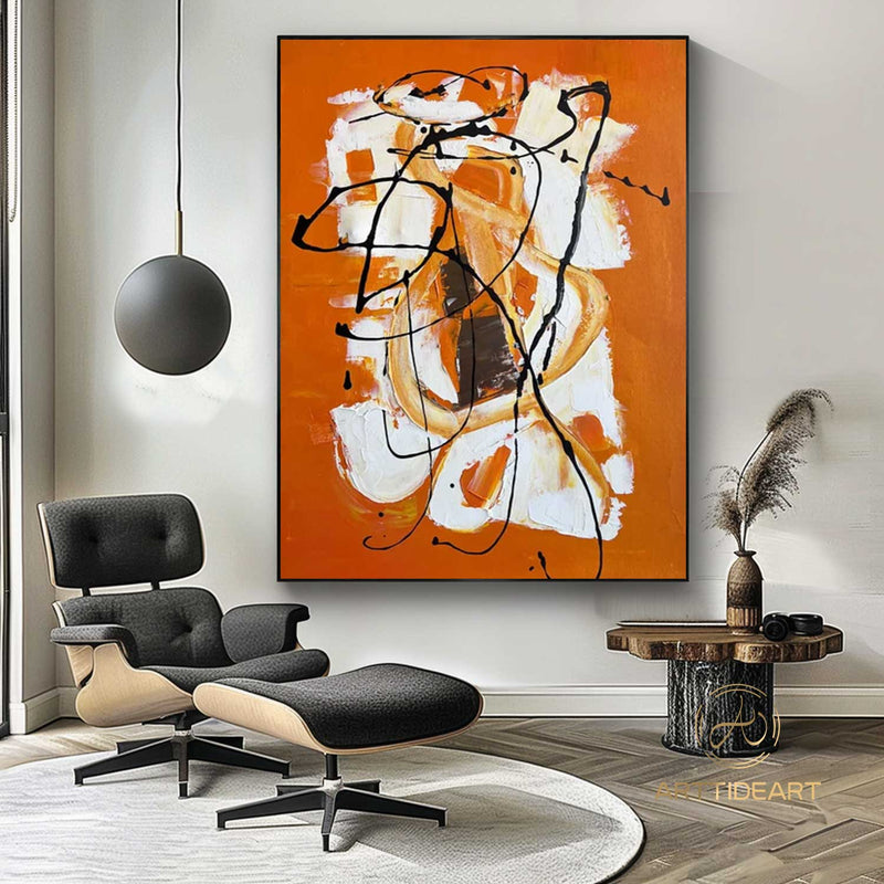 Large Abstract Painting Colorful Painting On Canvas Orange Painting Bright Wall Art Modern Wall Decor Orange Abstract Original Painting art