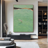 A man diving into the sea green ocean painting vintage retro painting green minimalist painting landscape painting holiday style wall art