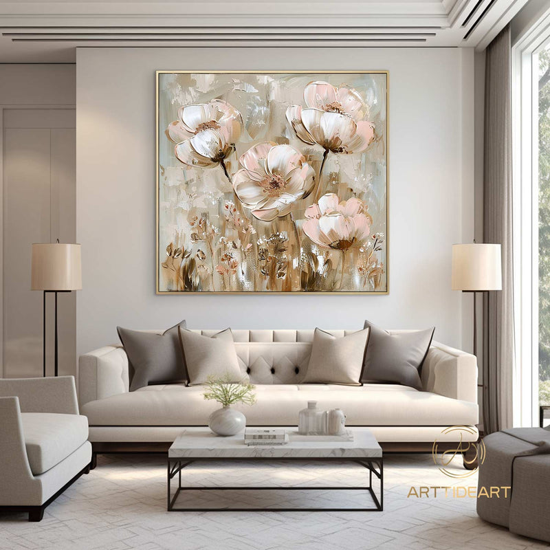 Original Colorful Flower Painting on Canvas Textured Wall Art Custom Canvas Art Floral Painting Modern Art Living Room Wall Art Fancy Art