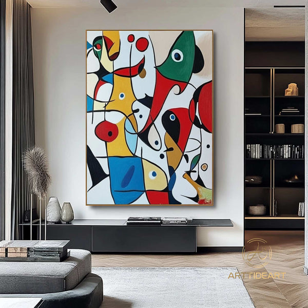 Large Abstract Colorful Painting,Abstract Colorful geometric Painting,Abstract Hand-painting Texture Colorful Wall Art Living Room Decor