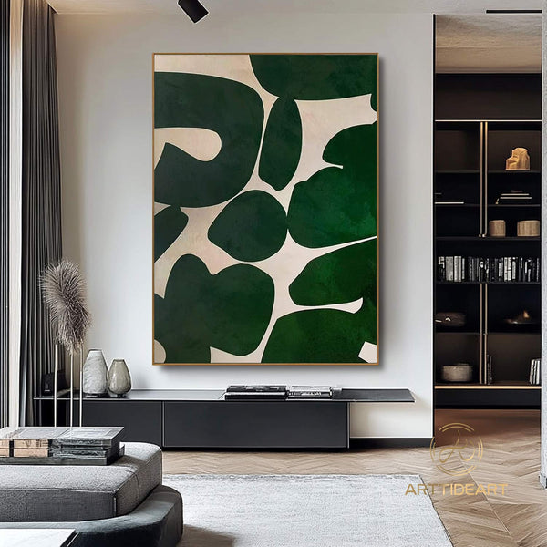 Green Beige Abstract Painting Green Wabi Sabi Wall Art Green Minimalist Canvas Art Large Neutral Wall Decor Rich Textured Canvas Painting