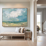 Large Sky And Sea Painting,Cloud Painting,Beach Texture Painting,Turquoise Sky Painting,abstract landscape Art,Wall Painting For Living Room