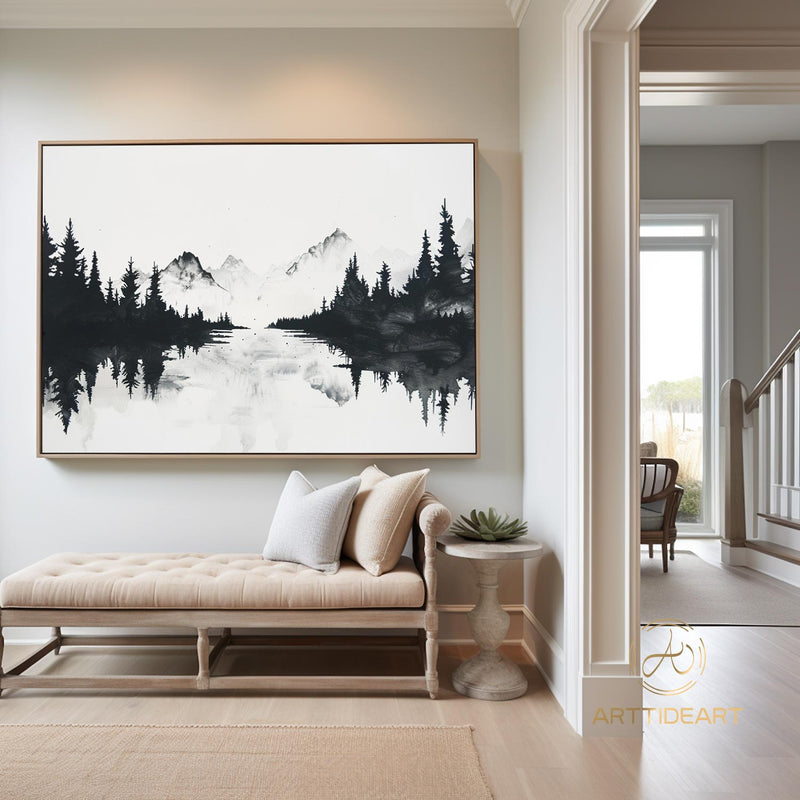 Large Abstract Forest Oil Painting On Canvas Black Tree wall Art Original Nature Landscape Painting Custom Painting Modern Living Room Decor