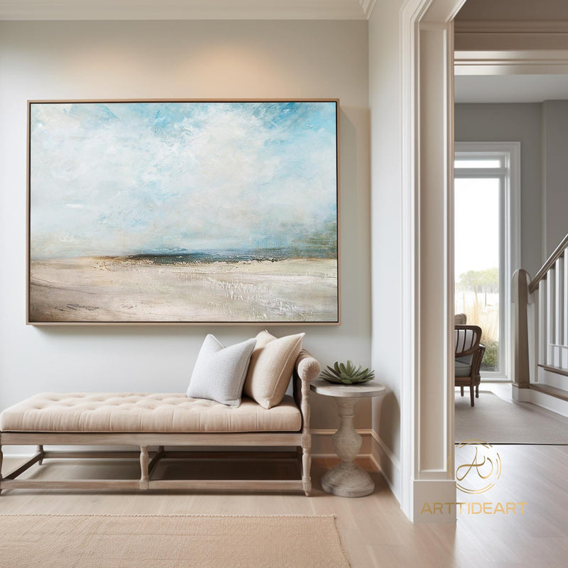 Original Beach Abstract Painting Large Sky And Sea Painting Large Ocean Canvas Painting Cloud Painting Painting For Living Room Seascape Art