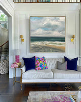 Blue Big Sea Wave Seascape Painting on Canvas Large Original Ocean Wall Art Beach Landscape Acrylic Painting Living Room Wall Art Home Decor