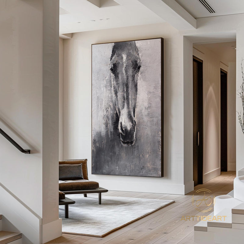 White Stallion Horse Painting,Horse Painting,Equine Wall Decor,Equine Wall Art,Large original Equine Art painting,Painting For Living Room