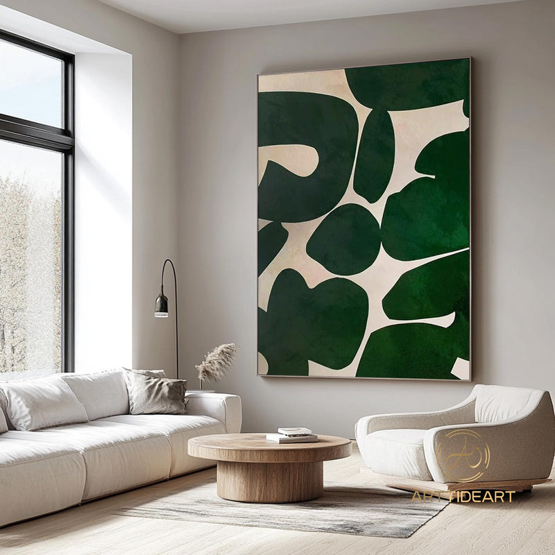 Green Beige Abstract Painting Green Wabi Sabi Wall Art Green Minimalist Canvas Art Large Neutral Wall Decor Rich Textured Canvas Painting