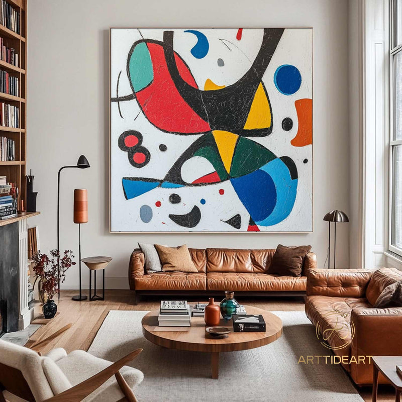 Large Abstract Colorful Painting,Abstract Colorful geometric Painting,Abstract Hand-painting Texture Colorful Wall Art Living Room Decor